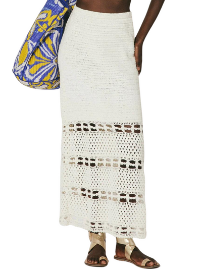 Adela Hand Crochet Midi Skirt - Ivory
