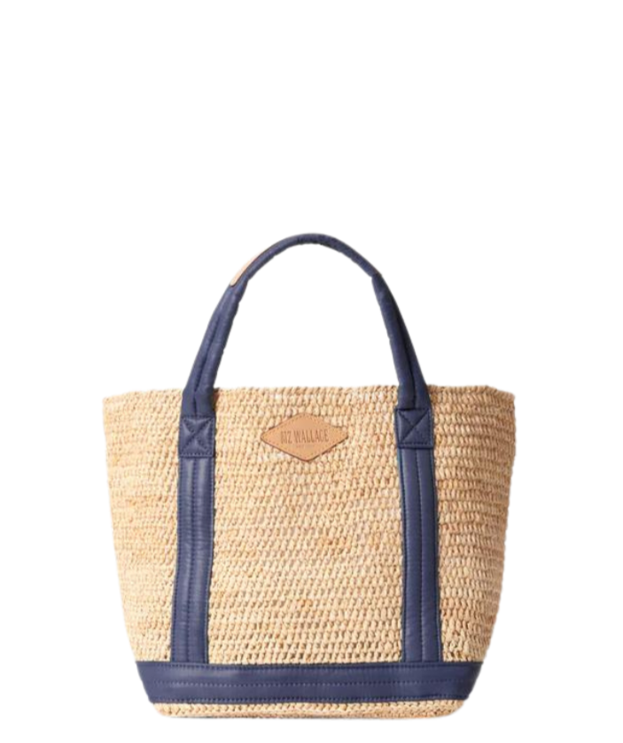 Small Raffia Tote - Navy