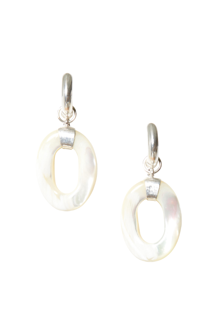 Jordan Hoop Earrings - White MOP