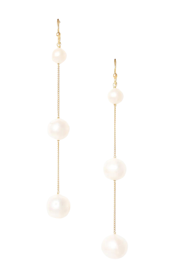 Tiered Floating Pearl Earrings - White Pearl