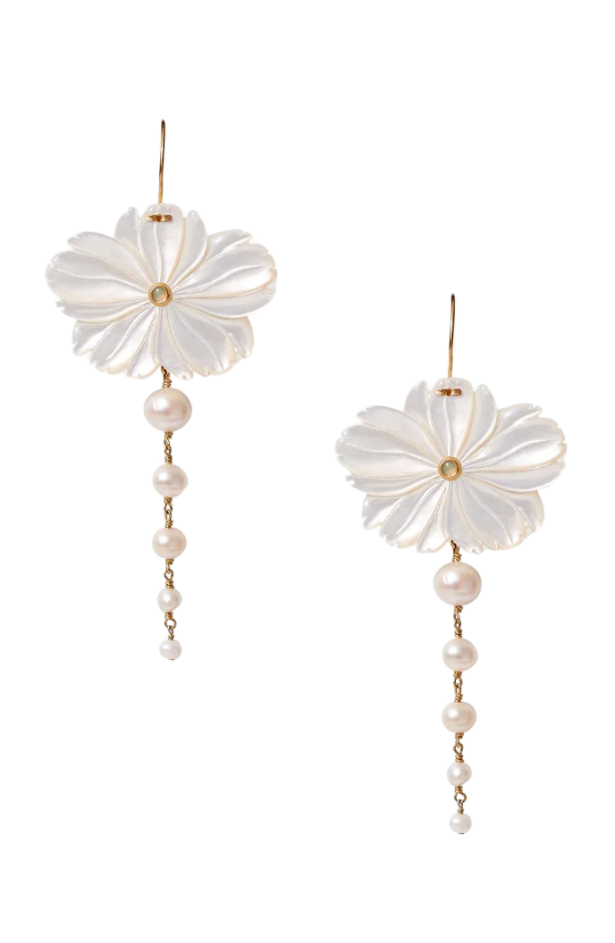 Magnolia Drop Earrings - White