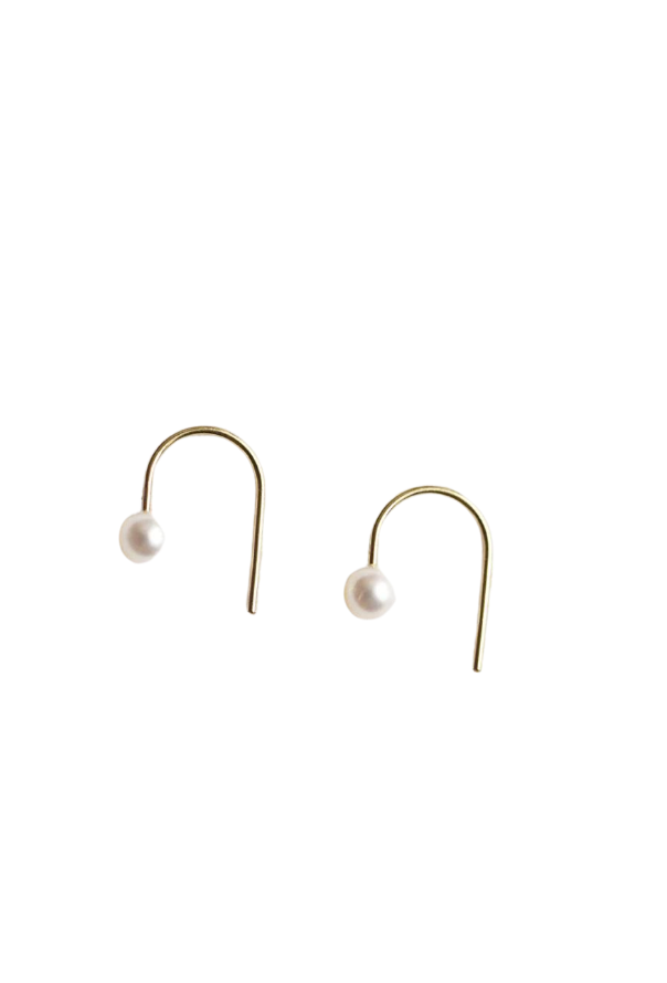 Mini Pearl Threader Earrings - Gold