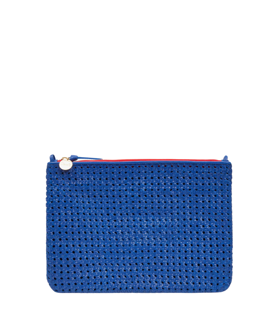 Flat Clutch W/ Tabs - Cobalt Rattan