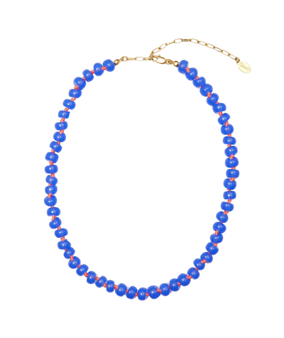 Stone Slice Necklace - Vintage Gold/Cobalt