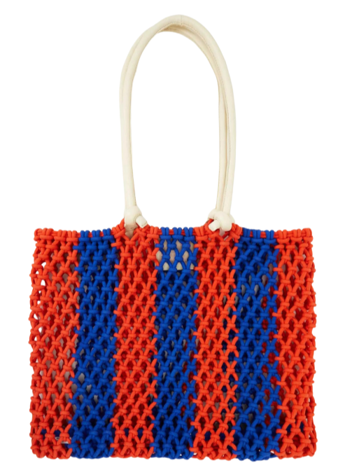 Sandy Beach Tote - Cobalt/Poppy Stripe