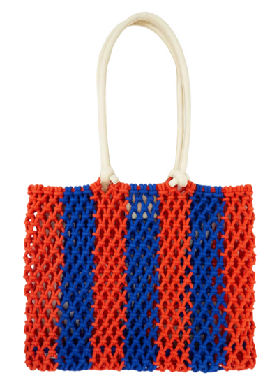 Sandy Beach Tote - Cobalt/Poppy Stripe