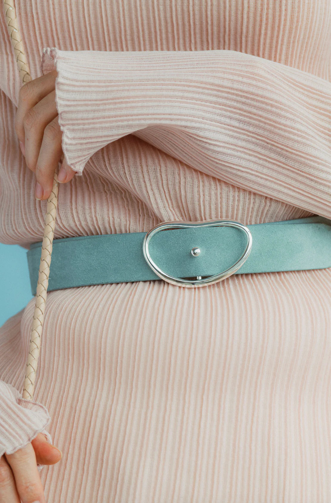 Wide Georgia Belt - Aqua/Silver