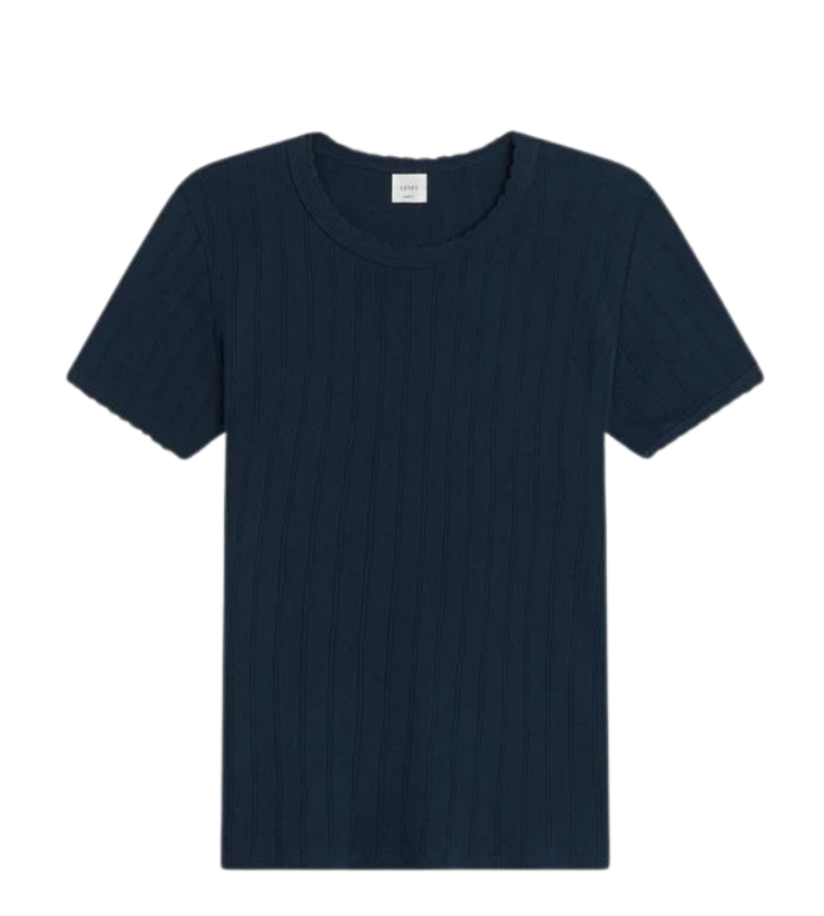 Pointelle Slim Fit Tee - Midnight