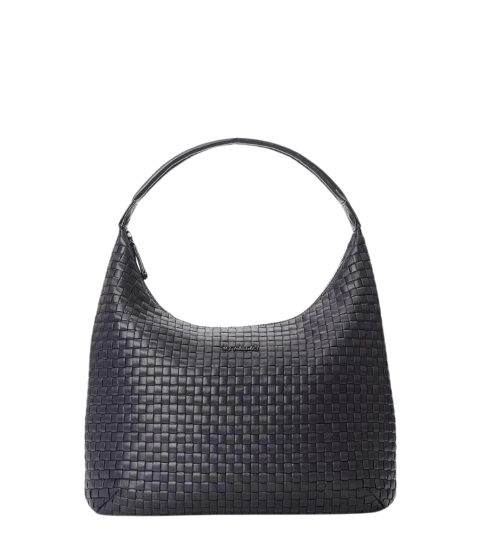 Large Woven Shoulder Bag - Black