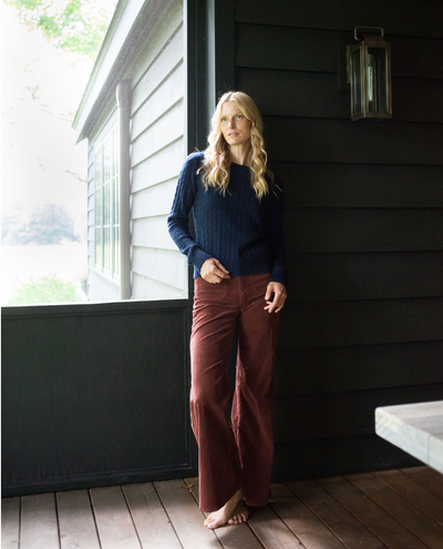 Stewart Cashmere Cable- Navy