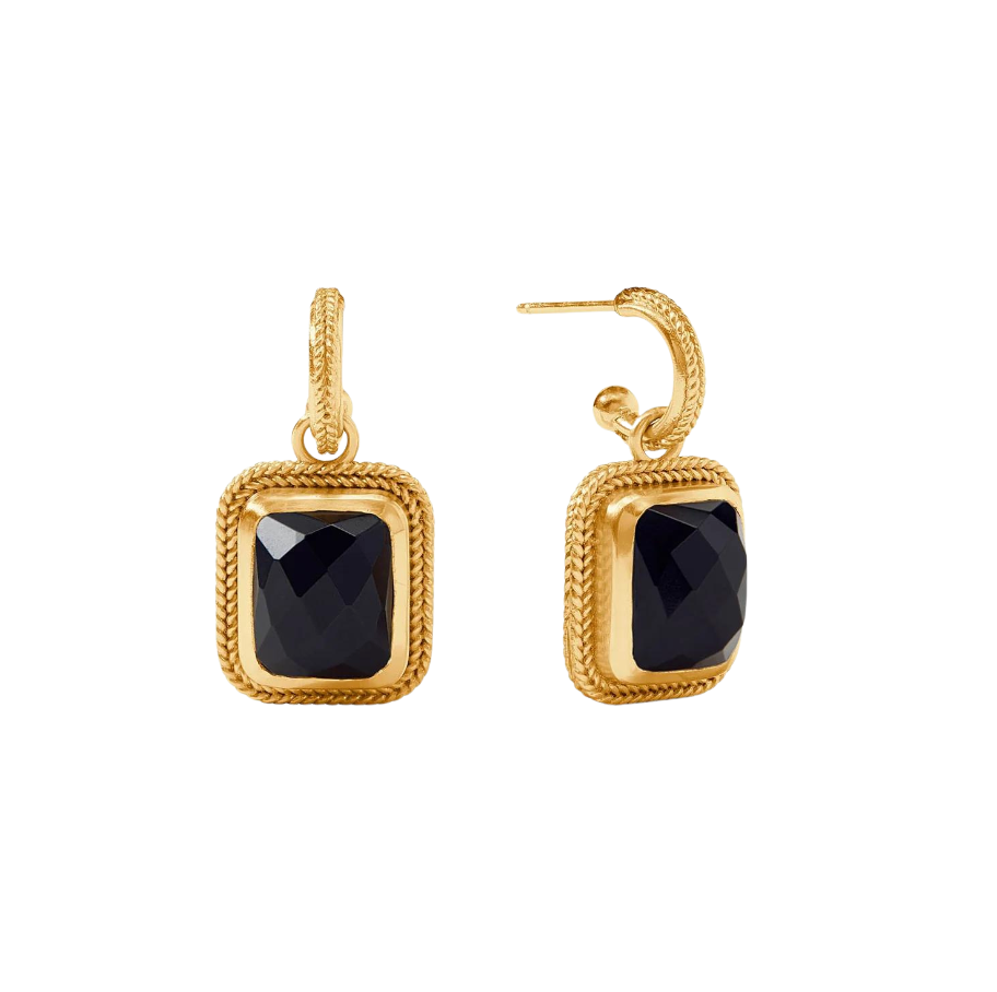 Cheval Hoop & Charm Earring - Obsidian Black