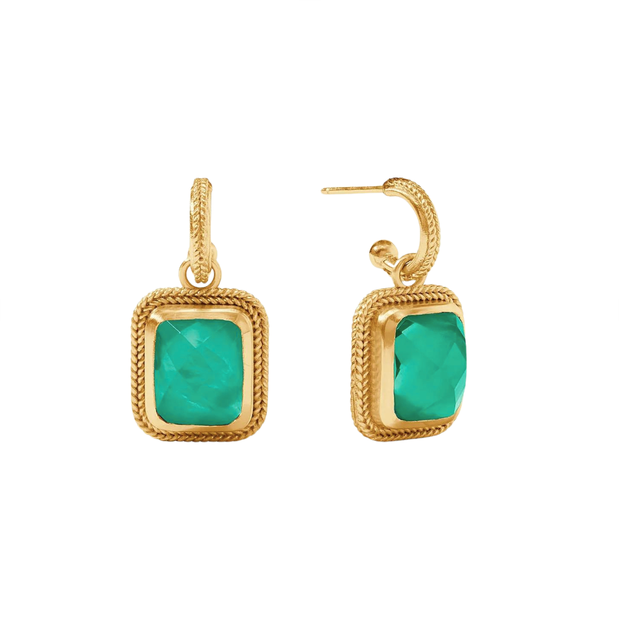 Cheval Hoop & Charm Earring - Iridescent Emerald Green