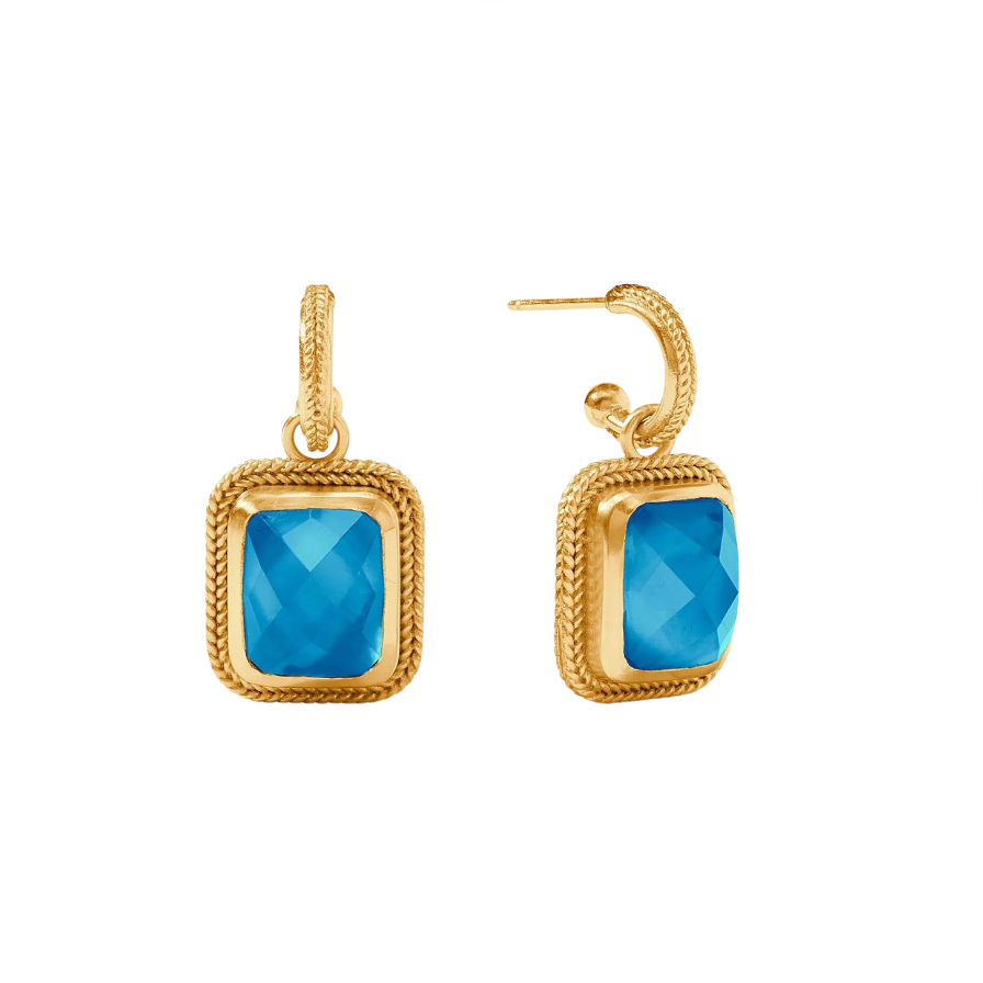 Cheval Hoop & Charm Earring - Iridescent London Blue