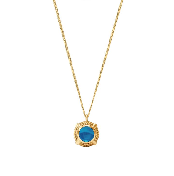 Cabochon Solitaire Necklace - Iridescent London Blue