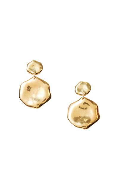 Double Drop Coin Earrings - Gold