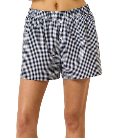 Gingham Boxer Shorts - Black/White