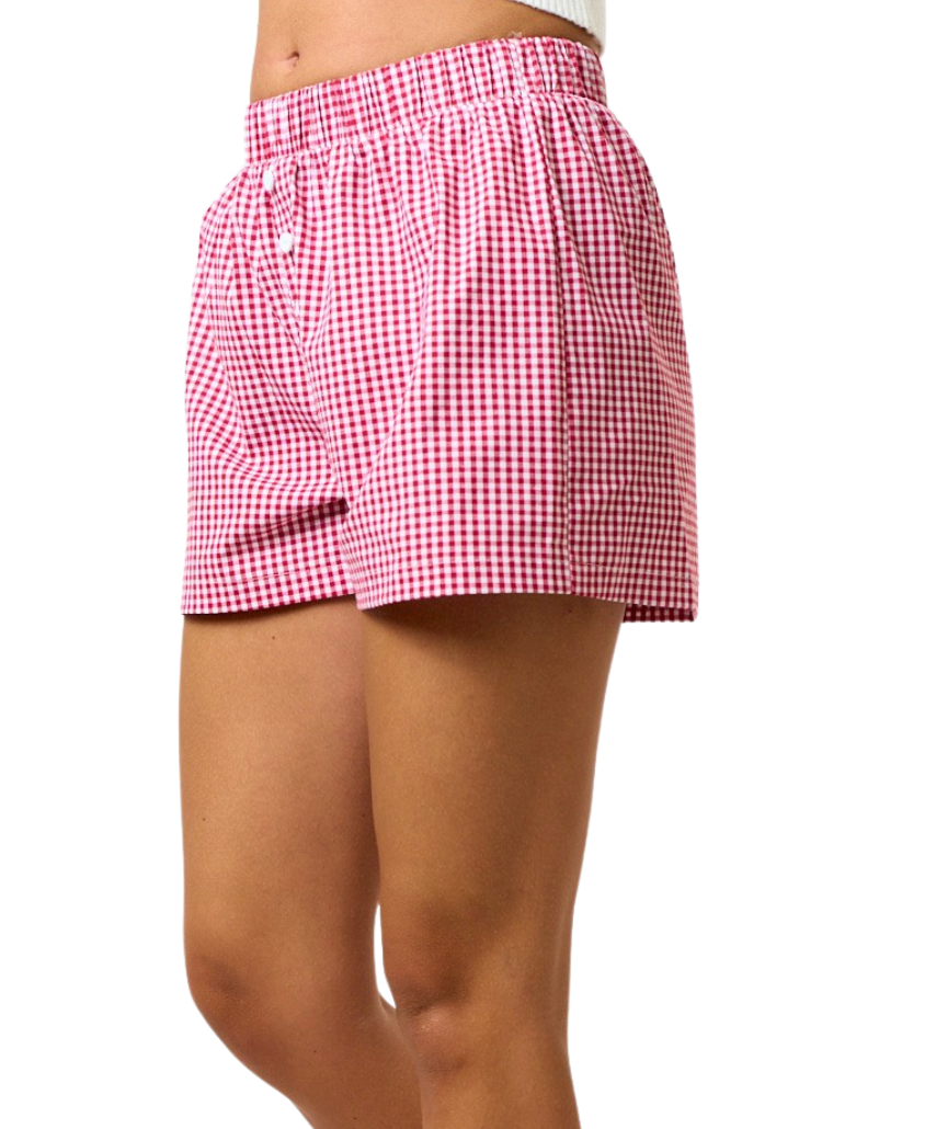 Gingham Boxer Shorts - Red/White