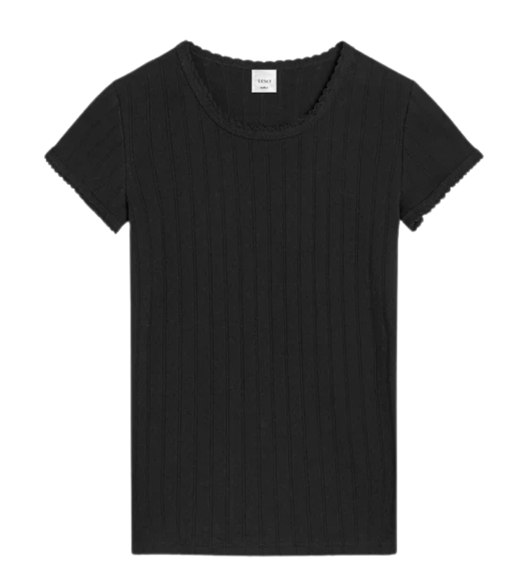 Pointelle Slim Fit Tee - Black