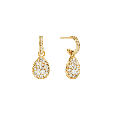 Luna Teardrop Hoop & Charm Earring - CZ