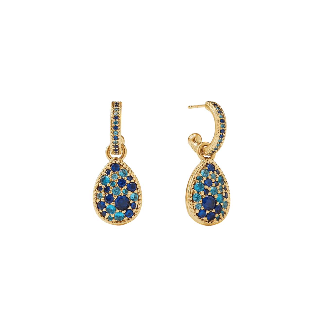 Luna Teardrop Hoop & Charm Earring - Ombre Blue