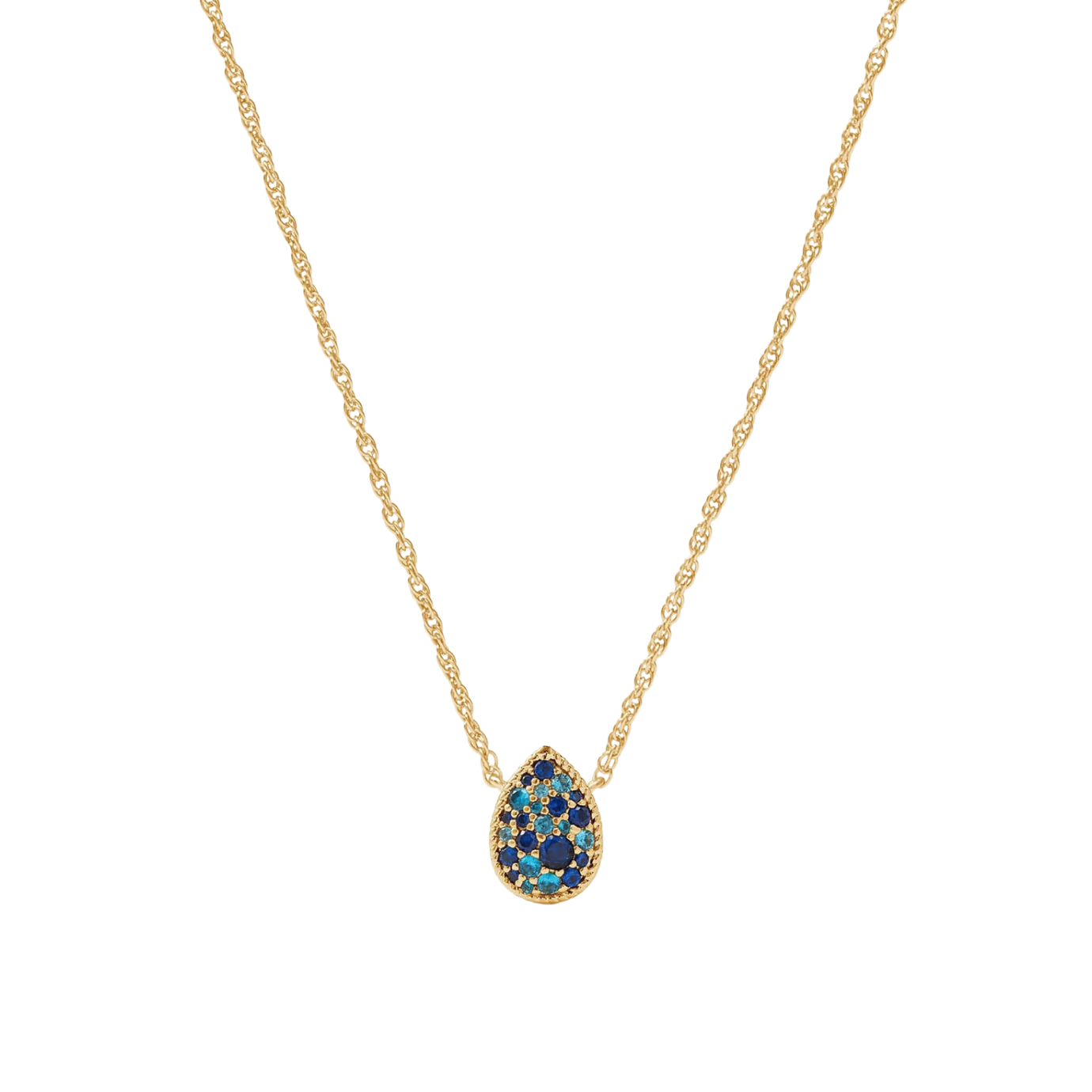 Luna Teardrop Delicate Necklace - Ombre Blue