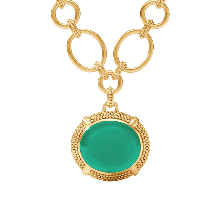 Cabochon Statement Necklace - Iridescent Emerald Green