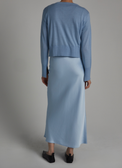 Talia Charmeuse Maxi Skirt - Ice Blue