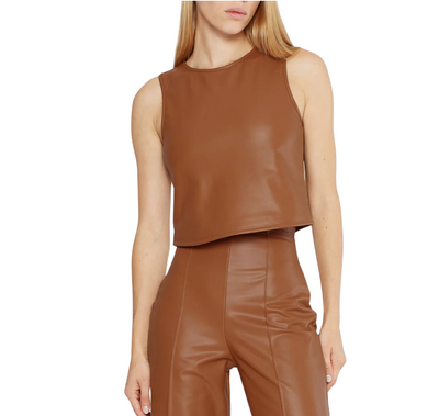 Vegan Leather Tank Top - Carmel