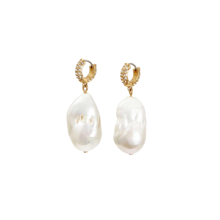 Baroque Pearl Earrings - Vintage Gold