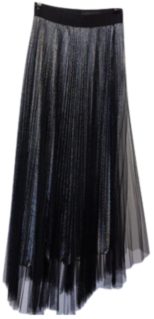 Glitter Tulle Layer Skirt - Silver