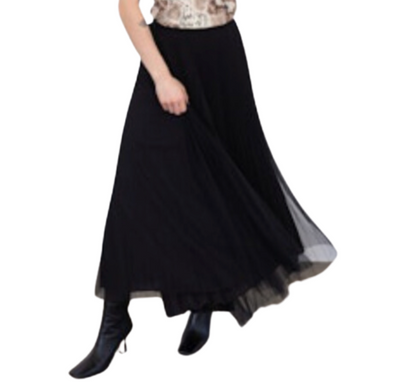 Dobby Tulle Layer Skirt - Black