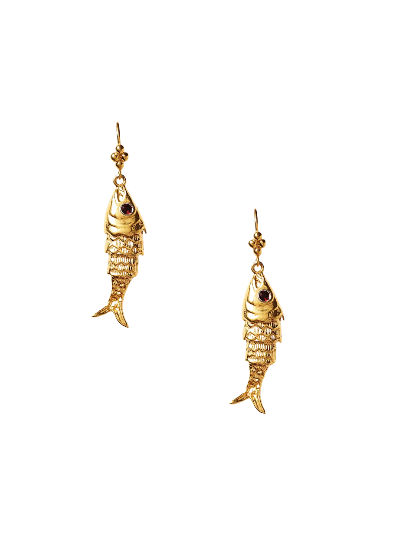 Koi Earrings Garnet