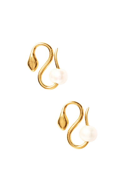 Cobra Pearl Earrings Gold