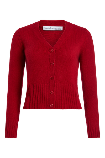 Chrissy V Neck Cardigan- Garnet