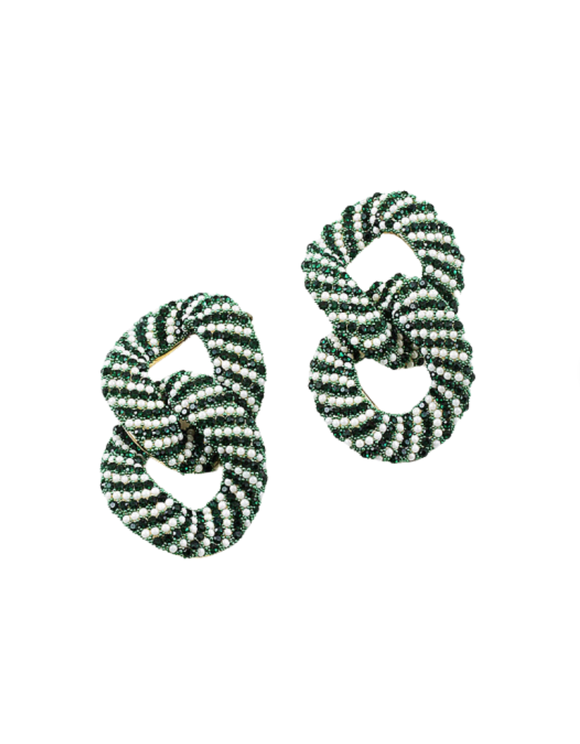 Statement Holiday Knot Earring - Green