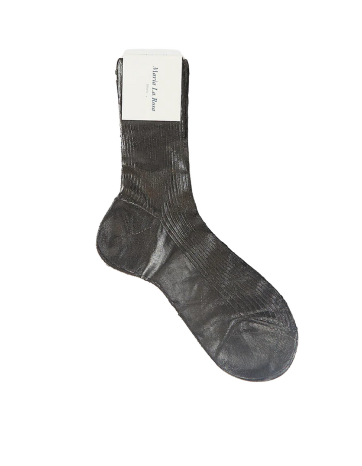 One Ribbed Laminated Sock- Black
