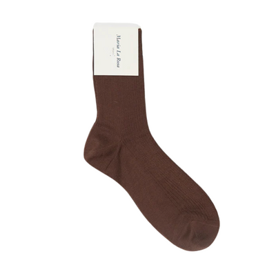 One Ribbed Laminated Sock- Brown