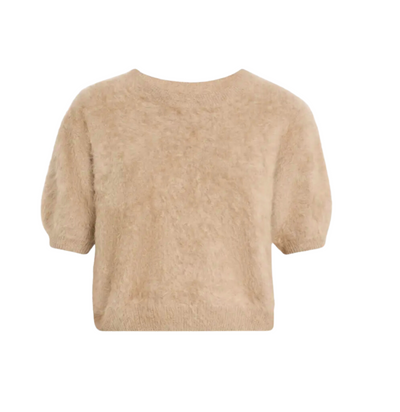 Rhetta Brushed Cashmere Pullover- Wheat