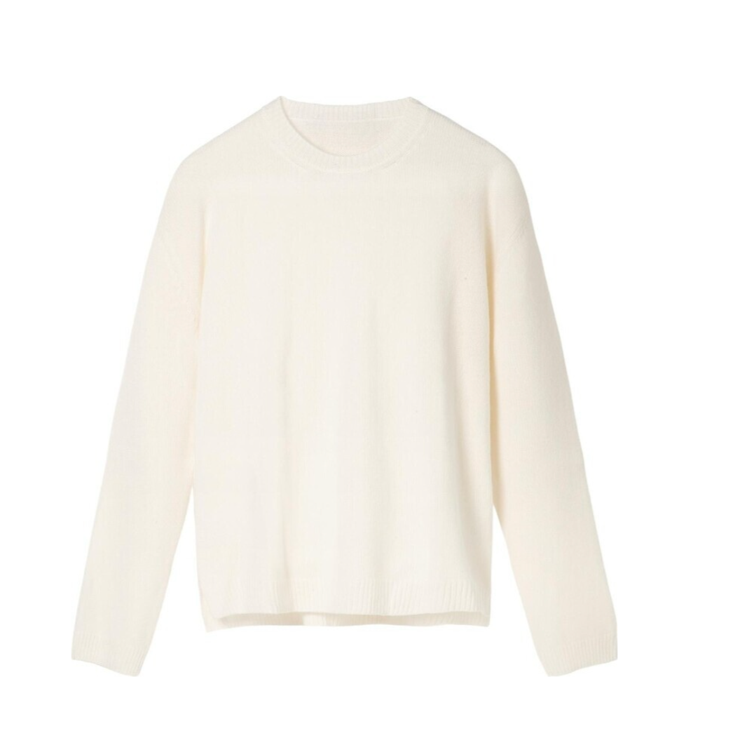 Mae Brushed Cashmere Pullover- Ivory