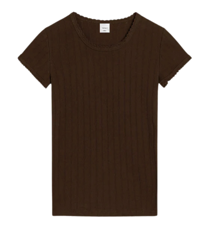 Pointelle Slim Fit Tee - Choco