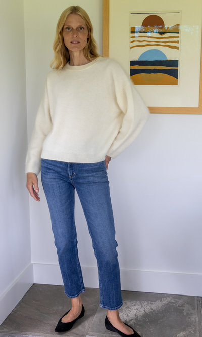 Mae Brushed Cashmere Pullover- Ivory