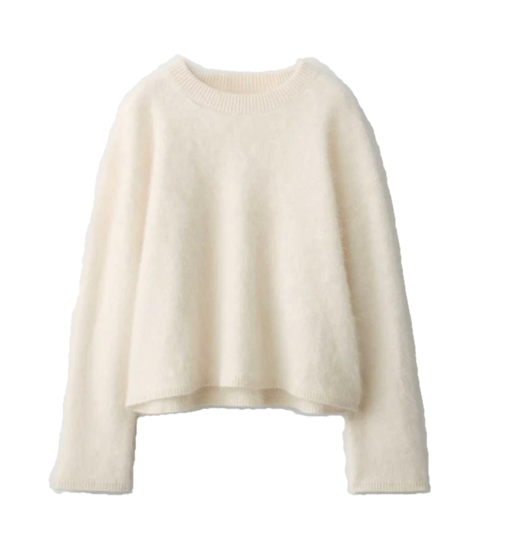 Mae Brushed Cashmere Pullover- Ivory