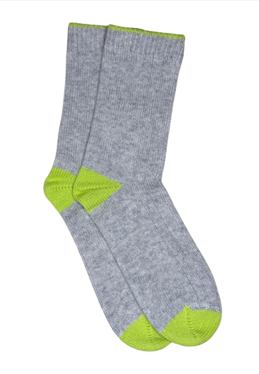 Cashmere Socks- Foggy/ Citrus