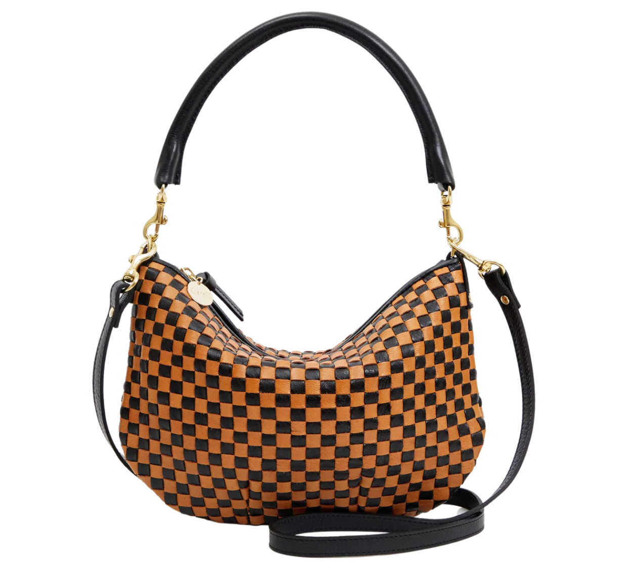 Petit Moyen Messenger- Black/Natural Woven Checker