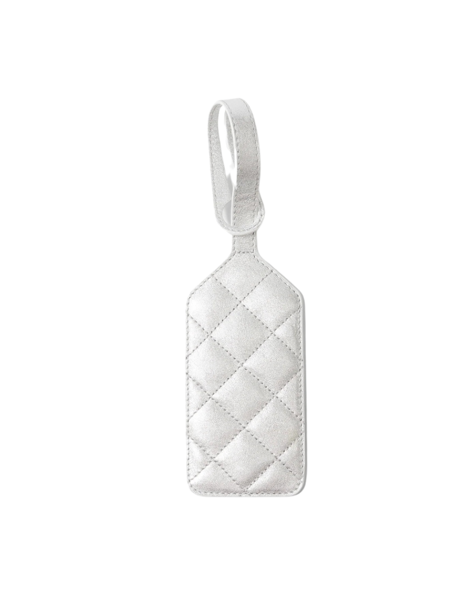 Luggage Tag- Silver Metallic Leather