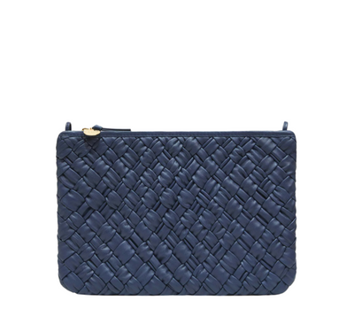 Flat Clutch W/ Tabs- Bright Navy Puffy Woven