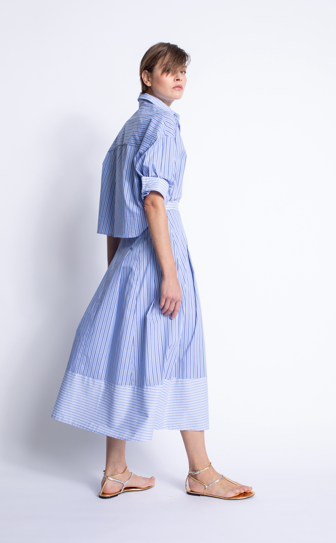 Malaga Stripe Skirt - Blue Stripes