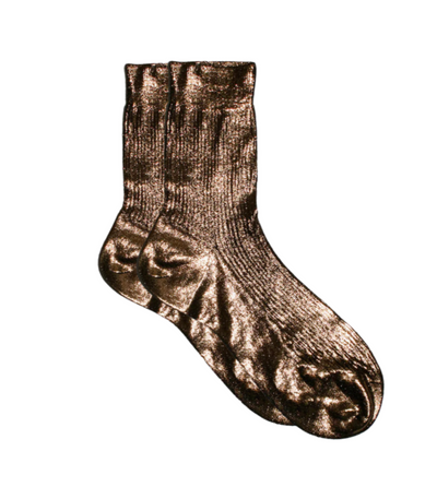 One Ribbed Laminated Sock- Brown