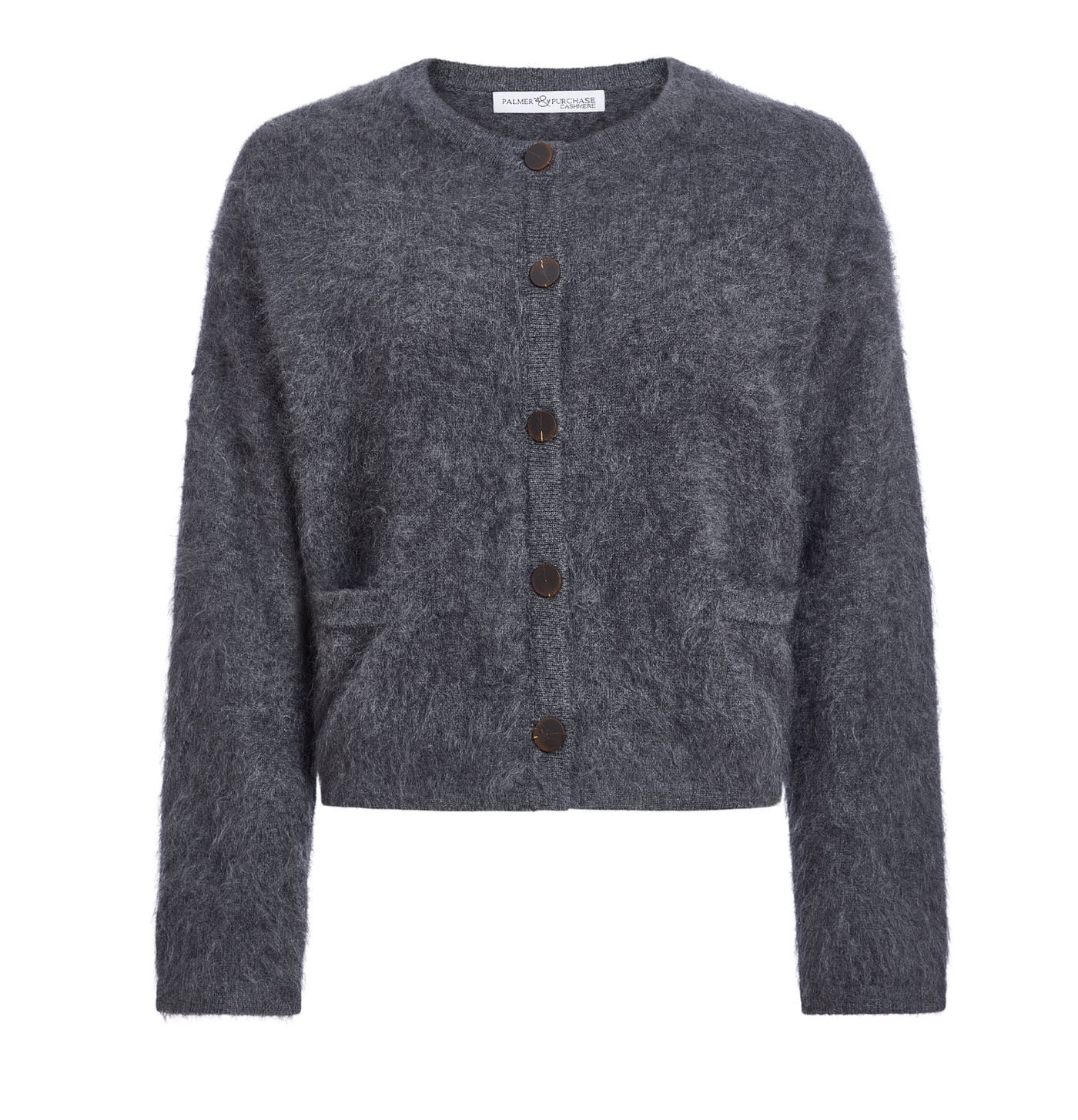 Brushed Cashmere Cardigan- Charcoal