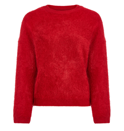 Mae Brushed Cashmere Pullover- Red